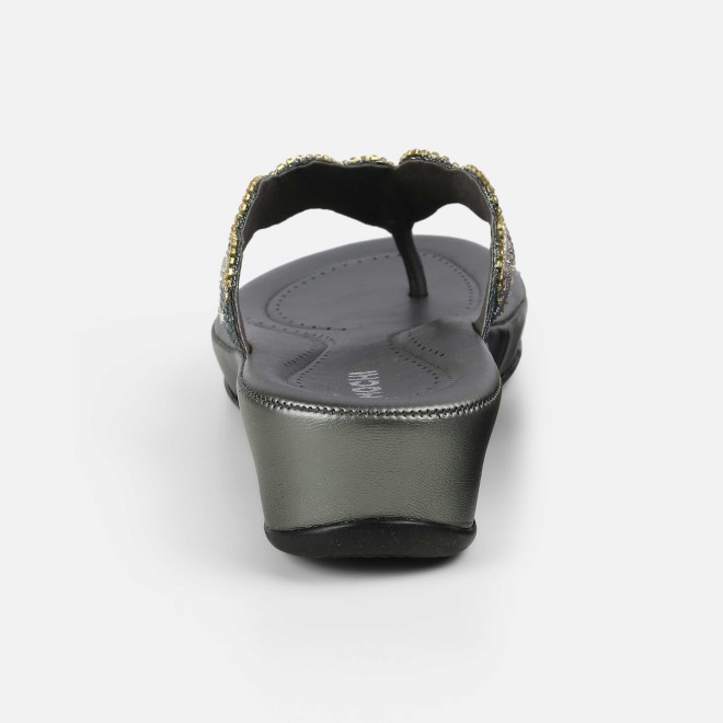 Mochi Women Gun-metal Casual Slippers (SKU: 44-294L-29-42)