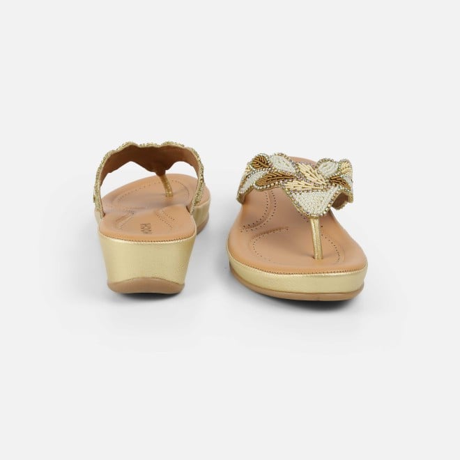 Mochi Women Gold Casual Slippers (SKU: 44-294L-15-42)