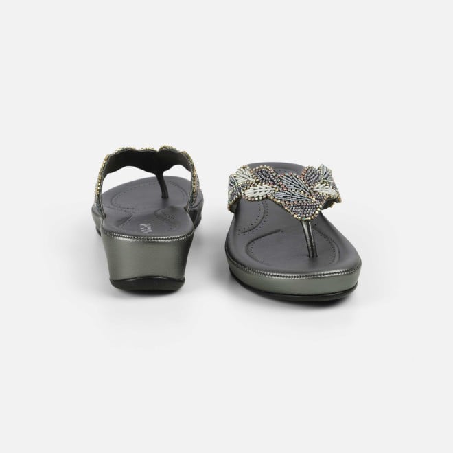 Mochi Women Gun-metal Casual Slippers (SKU: 44-294L-29-42)