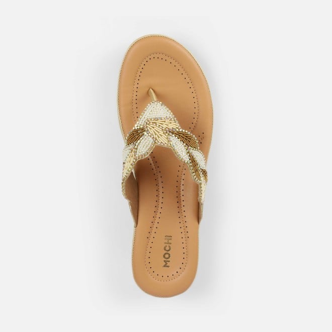 Mochi Women Gold Casual Slippers (SKU: 44-294L-15-42)