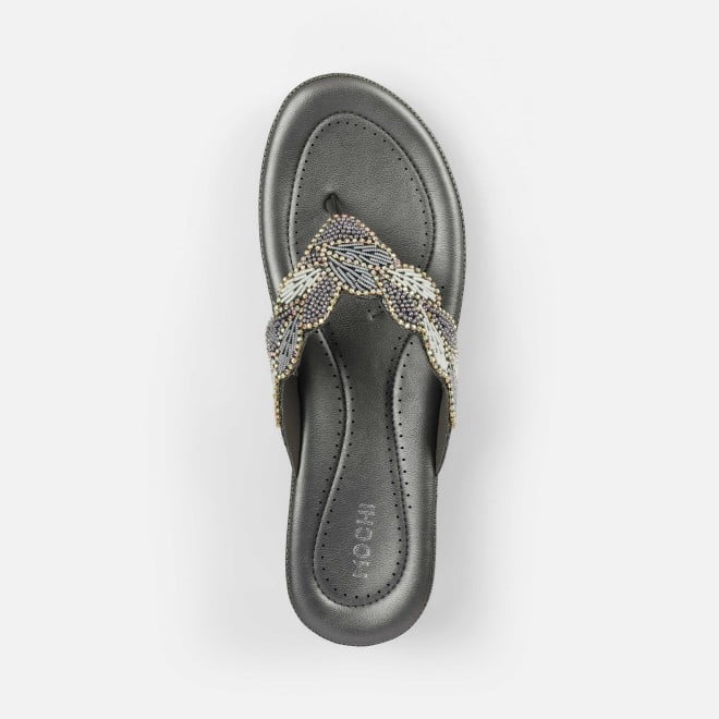 Mochi Women Gun-metal Casual Slippers (SKU: 44-294L-29-42)