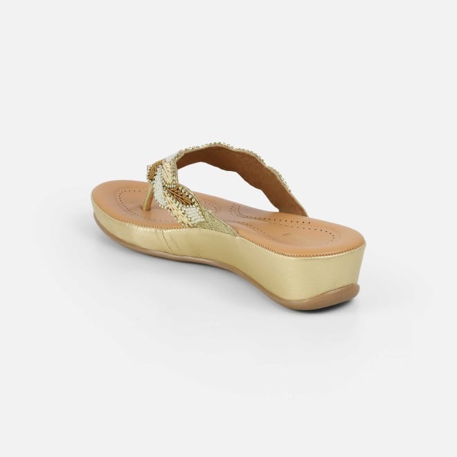 Mochi Women Gold Casual Slippers (SKU: 44-294L-15-42)