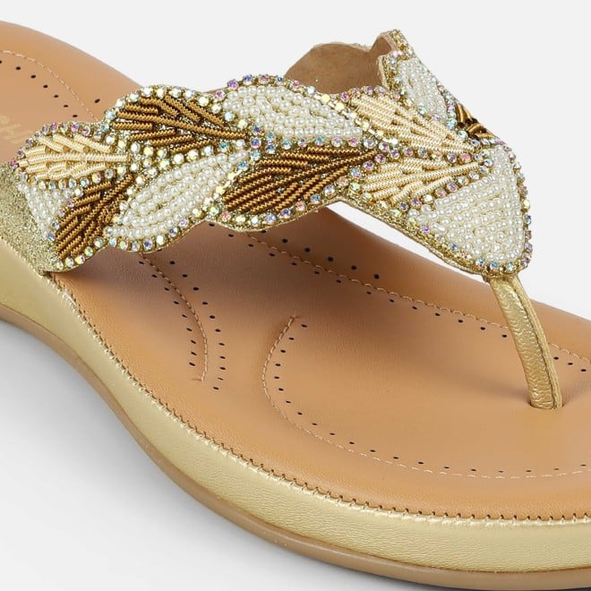 Mochi Women Gold Casual Slippers (SKU: 44-294L-15-42)
