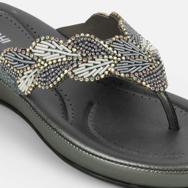 Mochi Women Gun-metal Casual Slippers (SKU: 44-294L-29-42)