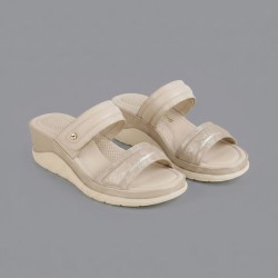 Mochi Women Beige Casual Slip Ons