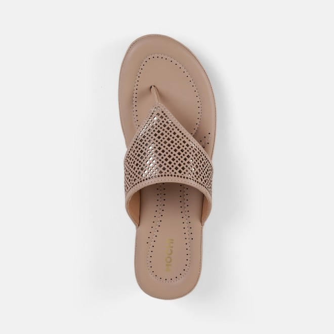 Mochi Women Beige Casual Slippers (SKU: 44-303-20-36)