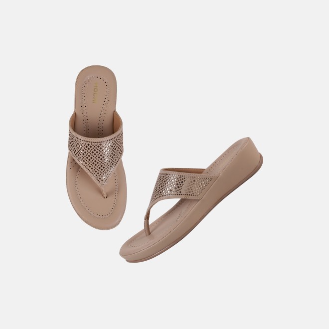 Mochi Women Beige Casual Slippers (SKU: 44-303-20-36)