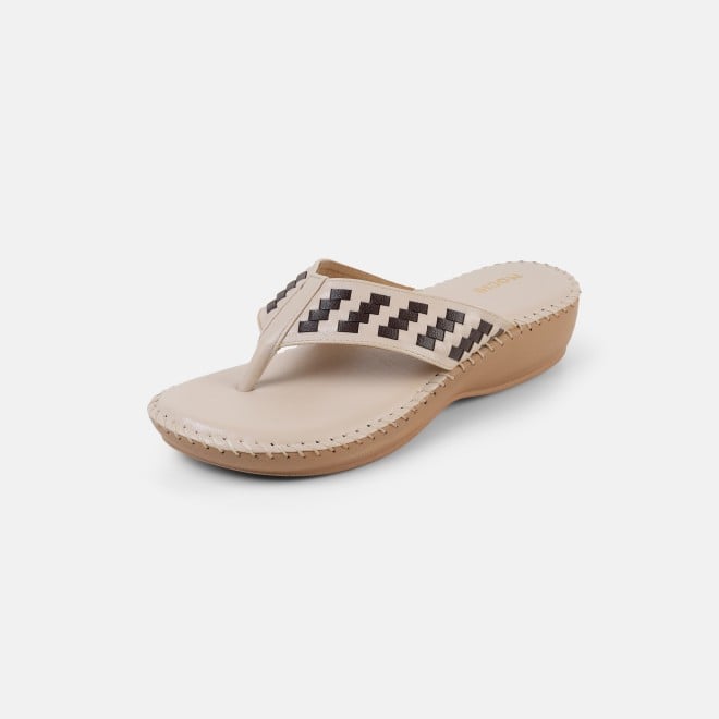 Mochi Women Beige Casual Slippers (SKU: 44-318-20-36)