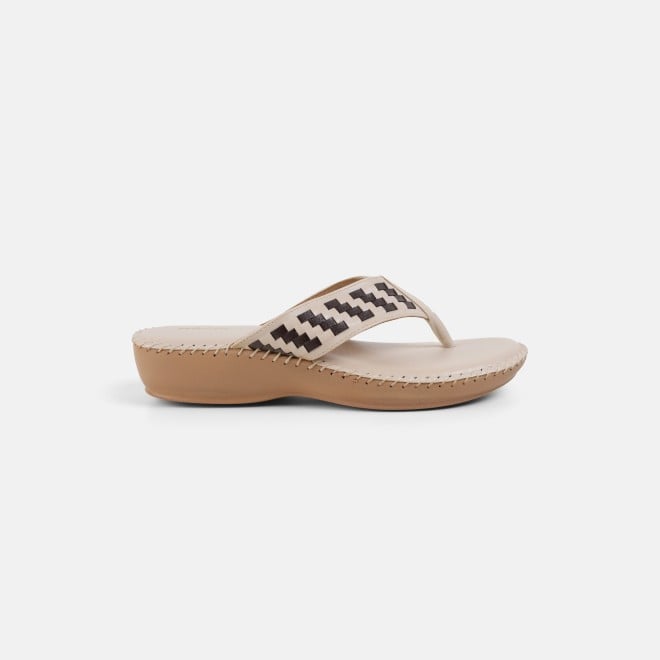 Mochi Women Beige Casual Slippers (SKU: 44-318-20-36)