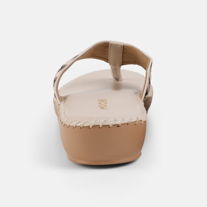 Mochi Women Beige Casual Slippers (SKU: 44-318-20-36)