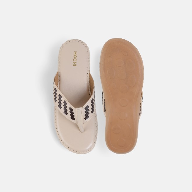 Mochi Women Beige Casual Slippers (SKU: 44-318-20-36)