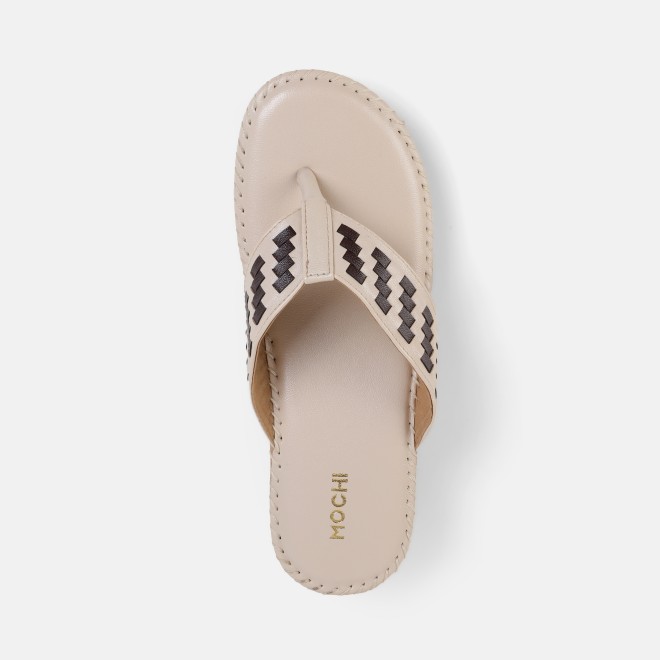 Mochi Women Beige Casual Slippers (SKU: 44-318-20-36)