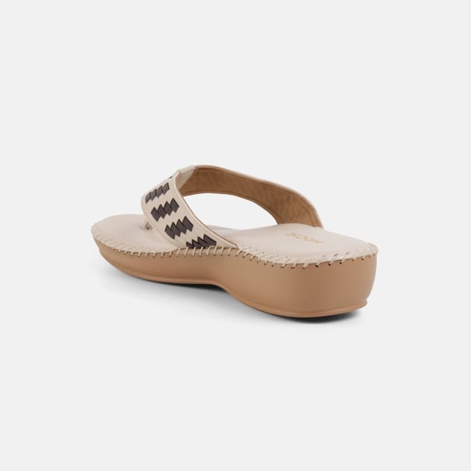 Mochi Women Beige Casual Slippers (SKU: 44-318-20-36)