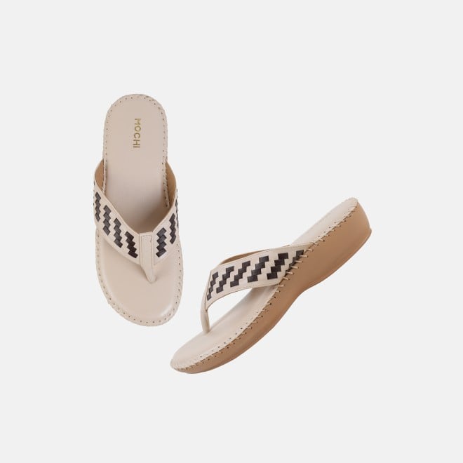 Mochi Women Beige Casual Slippers (SKU: 44-318-20-36)