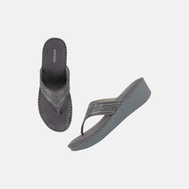 Mochi Women Grey Casual Slip Ons (SKU: 44-327-14-36)
