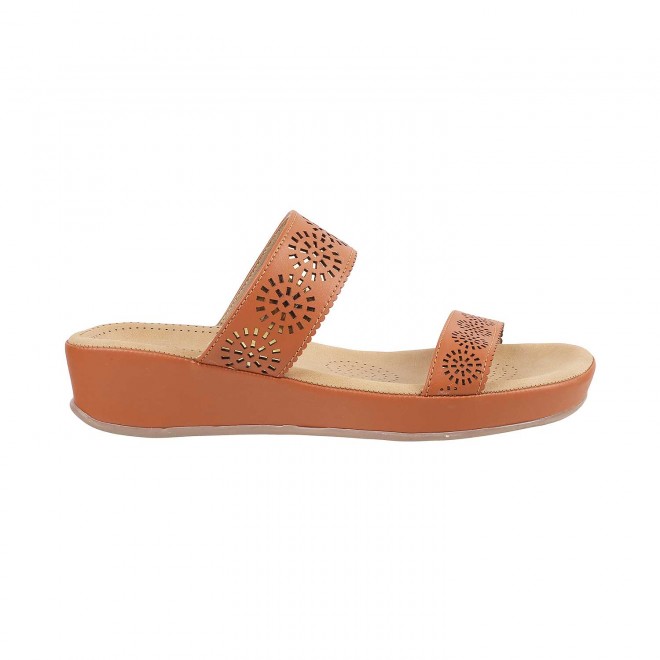 Mochi Women Tan Casual Slippers (SKU: 44-4012-23-36)