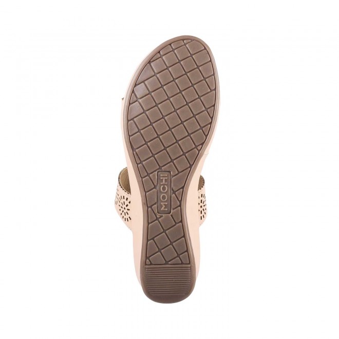 Mochi Women Beige Casual Slippers (SKU: 44-4012-20-36)