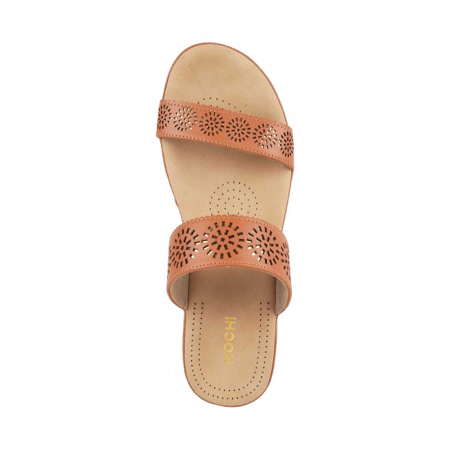 Mochi Women Tan Casual Slippers (SKU: 44-4012-23-36)