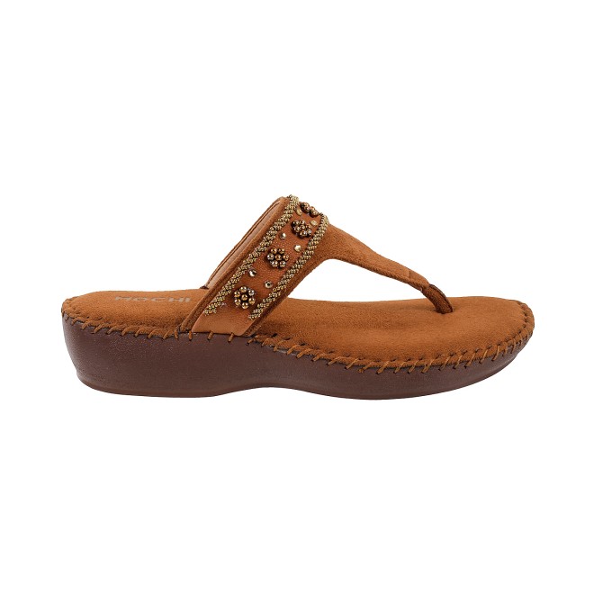 Mochi Women Tan Casual Slippers (SKU: 44-419-23-36)