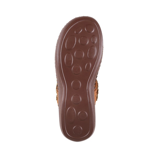 Mochi Women Tan Casual Slippers (SKU: 44-419-23-36)