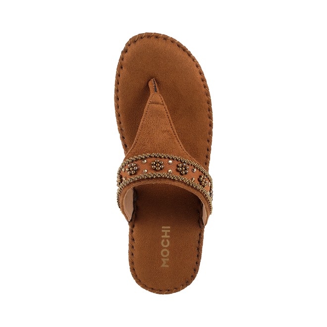 Mochi Women Tan Casual Slippers (SKU: 44-419-23-36)