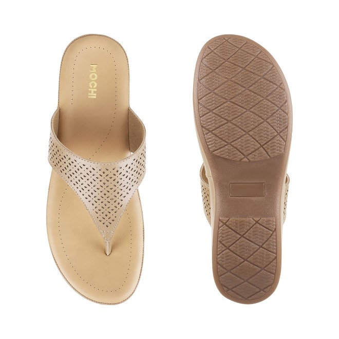 Mochi Women Beige Casual Slippers (SKU: 44-800020-20-36)
