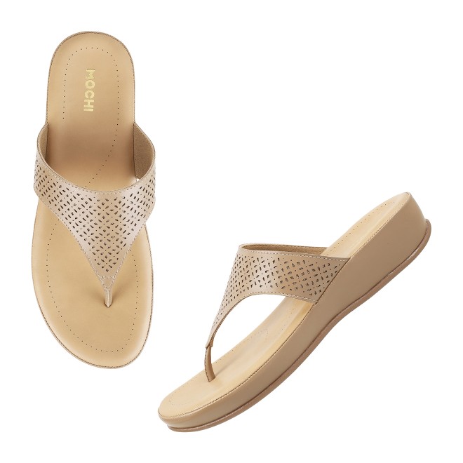 Mochi Women Beige Casual Slippers (SKU: 44-800020-20-36)