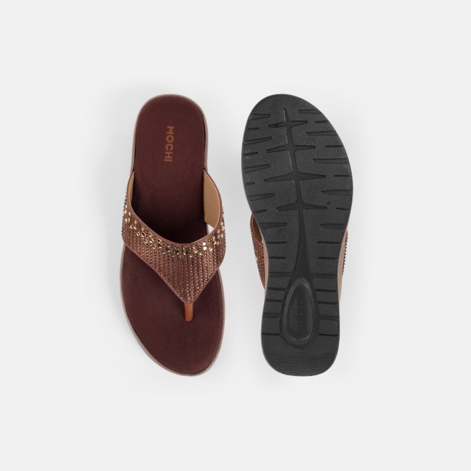 Mochi Women Brown Casual Slippers (SKU: 44-800199-12-36)