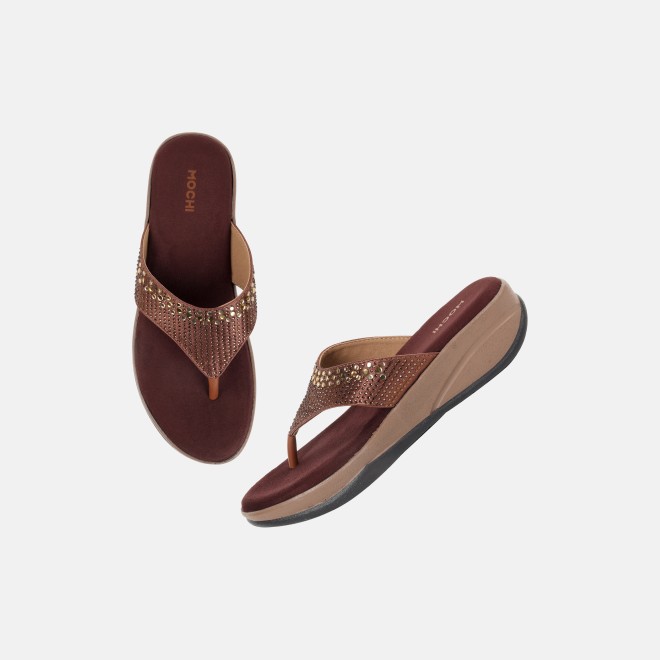 Mochi Women Brown Casual Slippers (SKU: 44-800199-12-36)