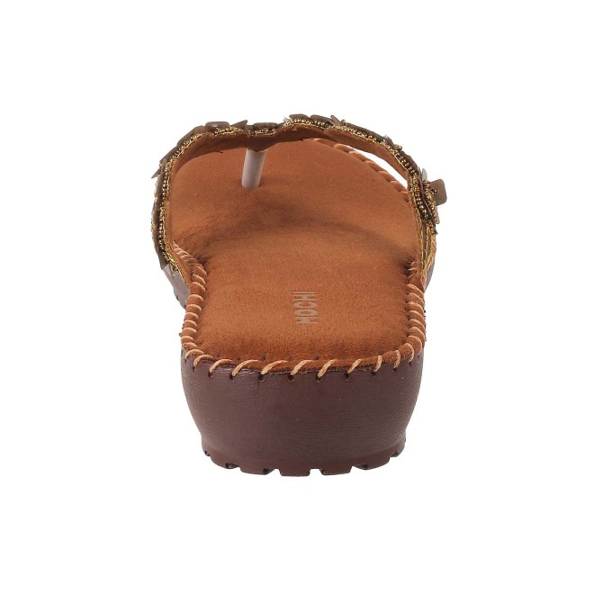Mochi Women Antique-Gold Casual Slippers (SKU: 44-98-28-36)