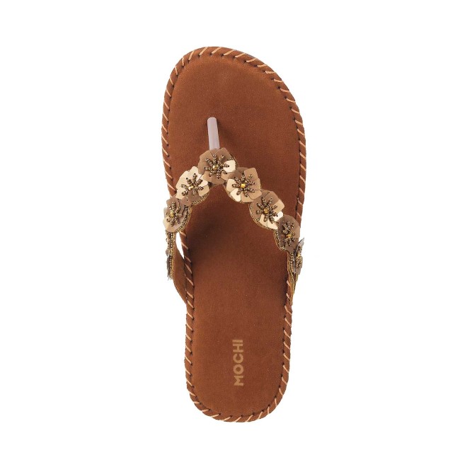 Mochi Women Antique-Gold Casual Slippers (SKU: 44-98-28-36)