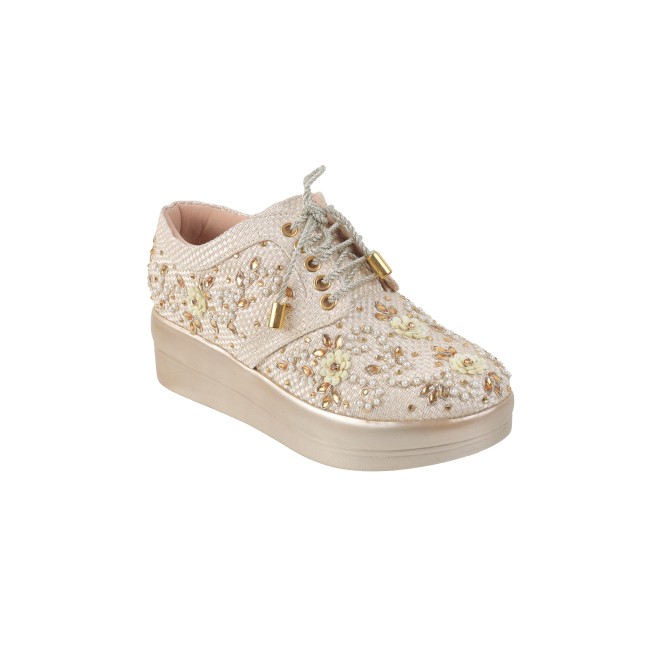 Haute Diva Women Gold Party Lace Up