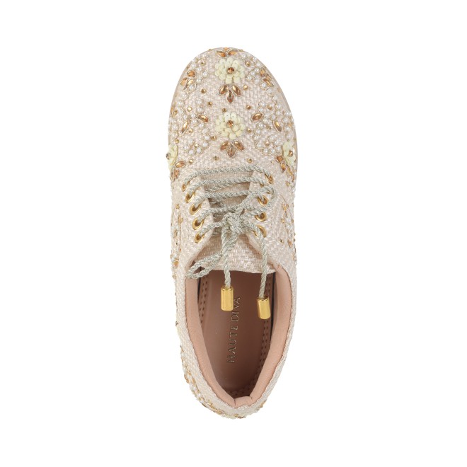 Haute Diva Women Gold Party Lace Up (SKU: 54-138-15-37)