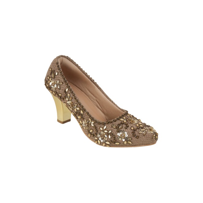 Haute Diva Women Antique-Gold Wedding Pumps