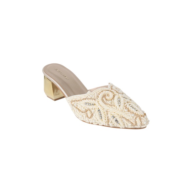 Haute Diva Women Gold Wedding Slip Ons