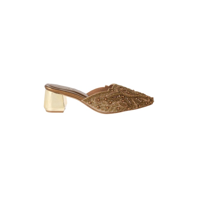 Haute Diva Women Antique-Gold Wedding Slip Ons (SKU: 54-158-28-36)