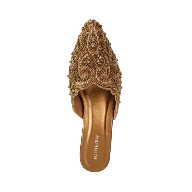 Haute Diva Women Antique-Gold Wedding Slip Ons (SKU: 54-158-28-36)