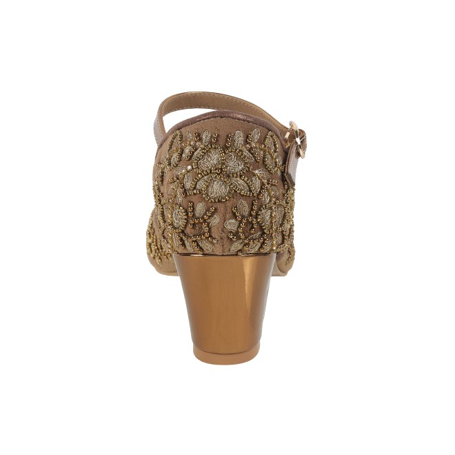 Haute Diva Women Antique-Gold Wedding Sandals (SKU: 54-166-28-36)