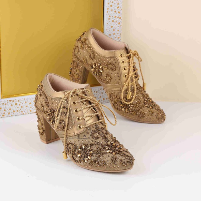 Haute Diva Women Antic-gold Wedding Pumps
