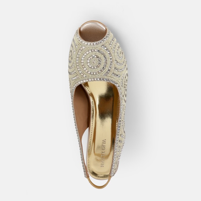 Haute Diva Women Gold Wedding Sandals (SKU: 54-183-15-36)