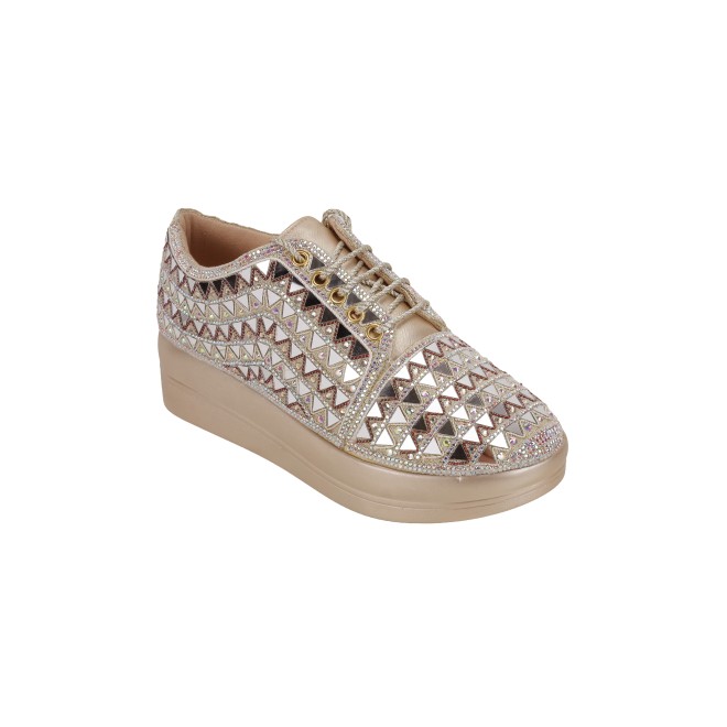 Haute Diva Women Gold Party Lace Up