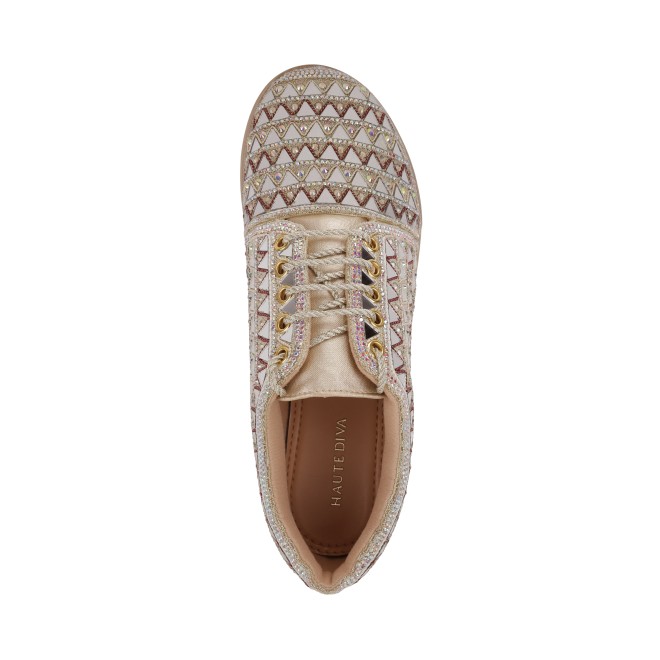 Haute Diva Women Gold Party Lace Up (SKU: 54-191-15-36)