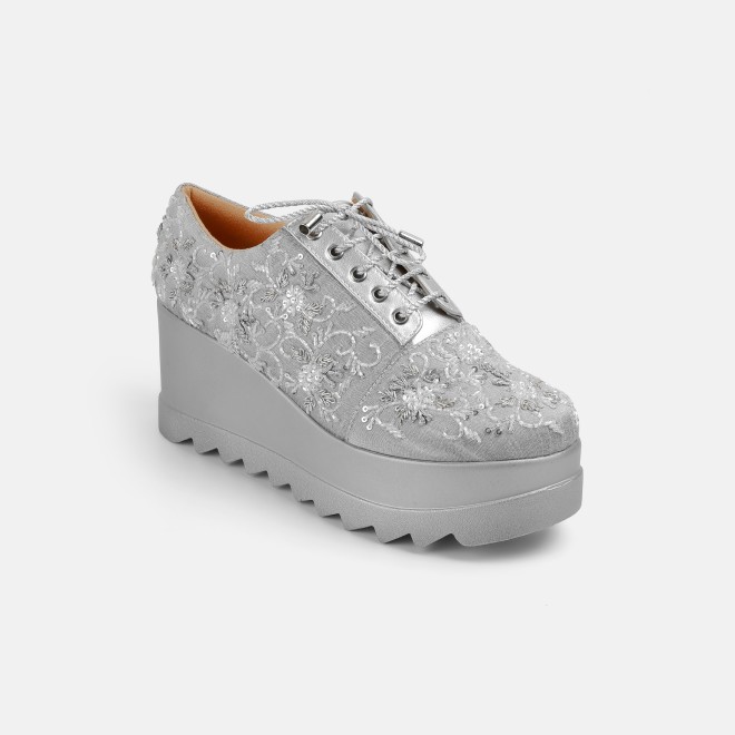 Haute Diva Women Silver Party Lace Up (SKU: 54-192-27-36)