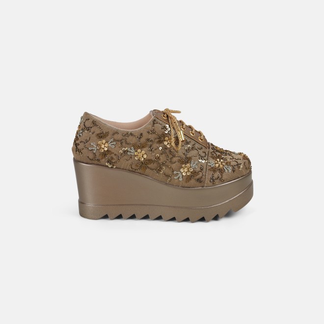 Haute Diva Women Antique-Gold Party Sneakers (SKU: 54-192-28-37)