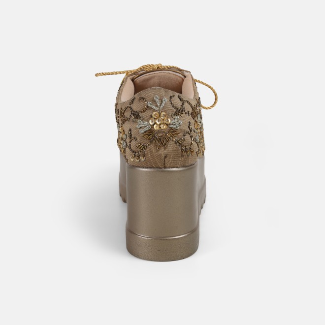 Haute Diva Women Antique-Gold Party Sneakers (SKU: 54-192-28-37)