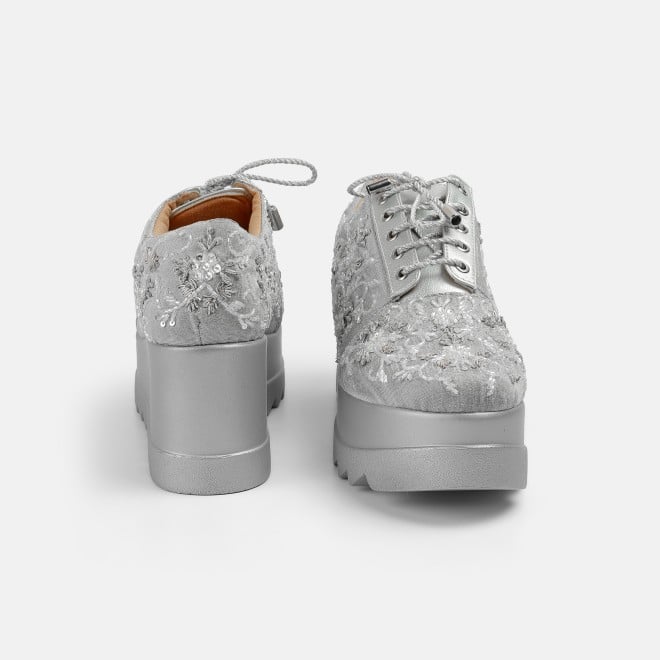 Haute Diva Women Silver Party Lace Up (SKU: 54-192-27-36)