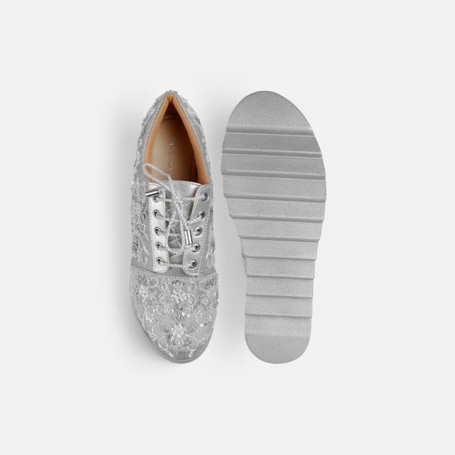 Haute Diva Women Silver Party Lace Up (SKU: 54-192-27-36)