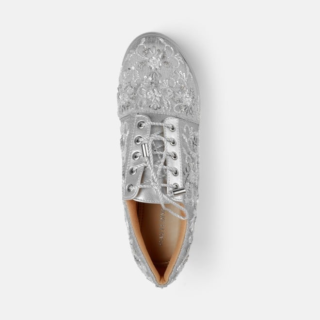 Haute Diva Women Silver Party Lace Up (SKU: 54-192-27-36)