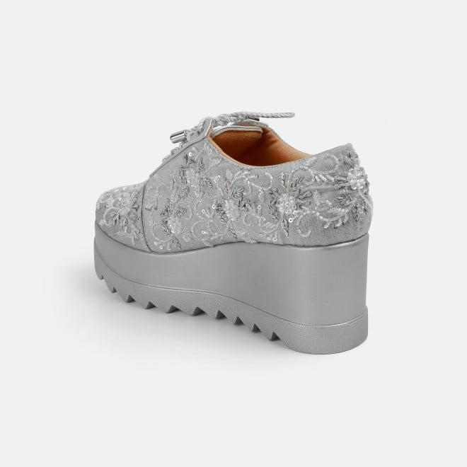 Haute Diva Women Silver Party Lace Up (SKU: 54-192-27-36)