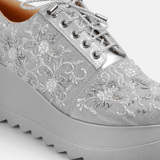 Haute Diva Women Silver Party Lace Up (SKU: 54-192-27-36)